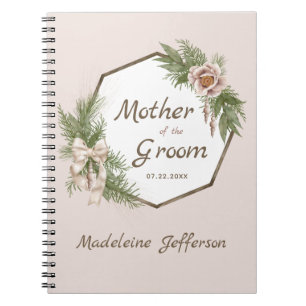 Caderno Espiral Escorrega Floral Cor-de-Rosa Esbranquiçada Mãe d