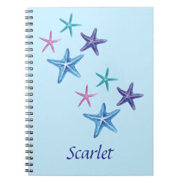 Caderno Espiral Escrevendo de Starfish Colorido Personalizável