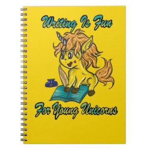 Caderno Espiral Escrevendo É Divertido Para Jovens Unicórnios