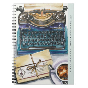 Caderno Espiral Escritor Autor Jornalista Aquarela Monograma