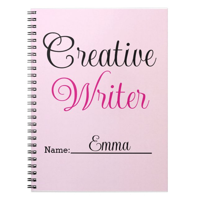 Caderno Espiral Escritor Criativo Rosa Pastel  (Frente)