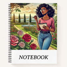 Caderno Espiral Escritor em um Jardim de Rosas