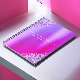 Caderno Espiral Escritório do Office com Brilho Rosa Roxo