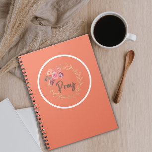 Caderno Espiral Escritura de Reze com Flores de Aquarela Coloridas