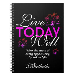 Caderno Espiral Escritura Motivacional VIVE HOJE BEM Eph 5:16