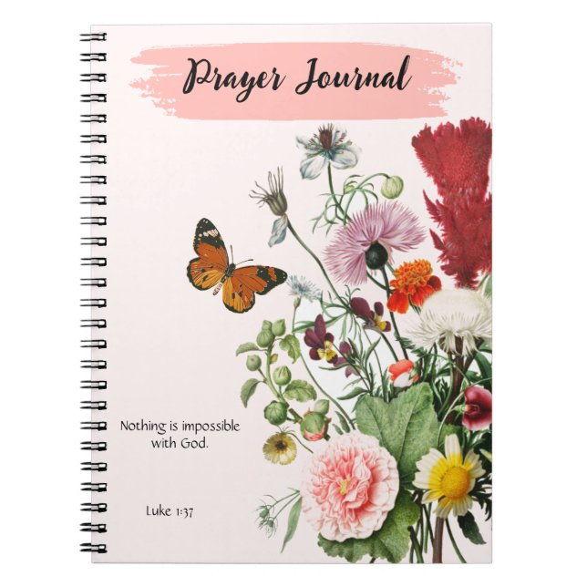 Caderno Espiral Escritura PERSONALIZADA Verse Luke 1:37 - Diário d (Frente)