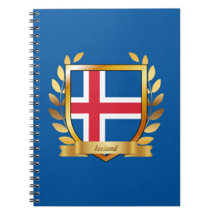 Caderno Espiral Escudo da Bandeira da Islândia