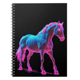 Caderno Espiral Escultura Neon Light Horse