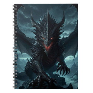 Caderno Espiral Escuro, Dragão Medieval