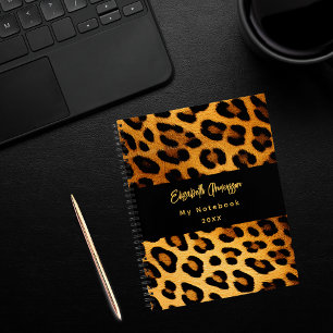 Caderno Espiral Escuro-leopardo preto