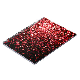 Caderno Espiral Escuro Vermelho Escuro Glitter brilha Glamor