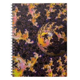 Caderno Espiral Esfera de Tempestade de Fogo Fractal