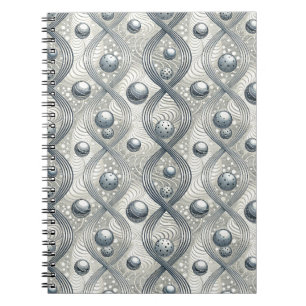 Caderno Espiral Esferas de Onda Abstrata Moderna Padrão Futurista