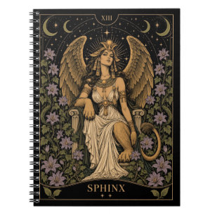 Caderno Espiral Esfinge, Arte do Tarot Estrelado