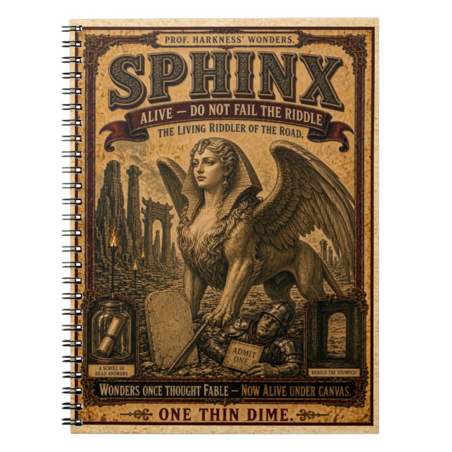 Caderno Espiral Esfinge, Monstro de Circo Antigo (Frente)