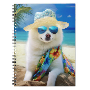 Caderno Espiral Eskimo Americano na Praia, presente de verão para