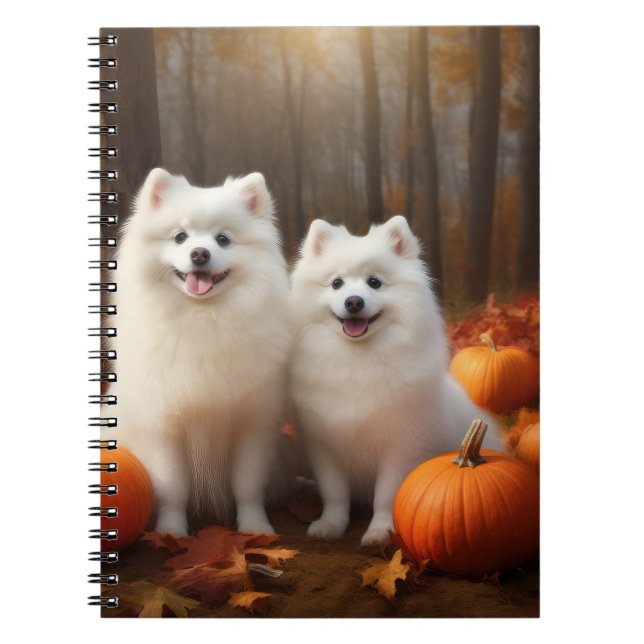 Caderno Espiral Eskimo Americano Puppy Autumn Delight Pumpkin (Frente)