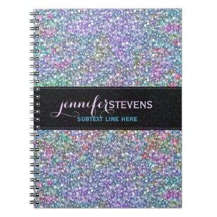 Caderno Espiral Esmagamento e brilho cor-de-rosa preto Elegante