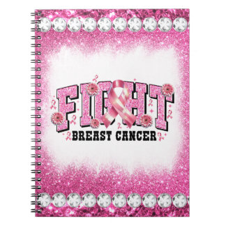 Caderno Espiral Esmagar Faixa Rosa Mês de consciência do câncer de