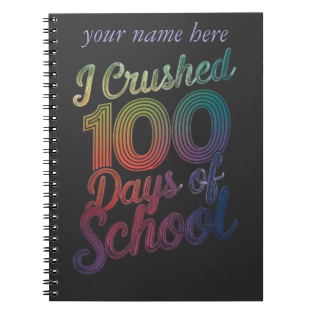 Caderno Espiral Esmagei 100 dias de Design do Arco-Íris da Escola (Frente)