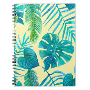 Caderno Espiral Esmague o verde das plantas tropicais da selva. En