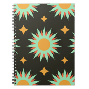 Caderno Espiral Esotérica elegante forma uma arte de padrão contín