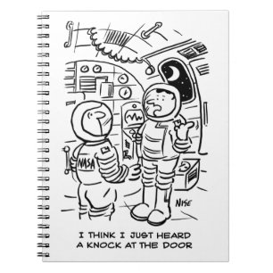Caderno Espiral Espaçadores na nave espacial Hear Knock à porta
