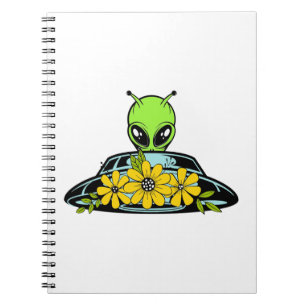 Caderno Espiral Espaçamento entre Alienígenas Florais