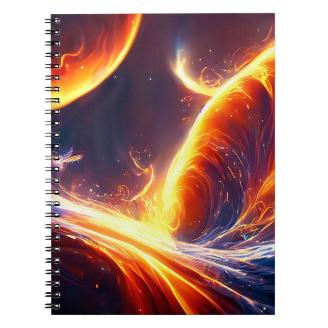 Caderno Espiral Espaço de água de fogo (Frente)