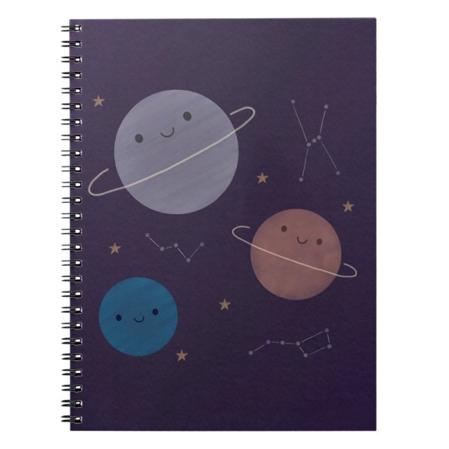 Caderno Espiral Espaço Exterior de Kawaii (Frente)