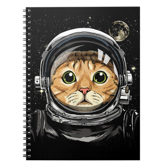 Caderno Espiral Espaço Exterior Galáxia da face do Gatinho de Gato (Frente)
