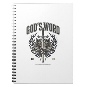 Caderno Espiral Espada da Palavra de Deus & Rosas Cristão Vintage