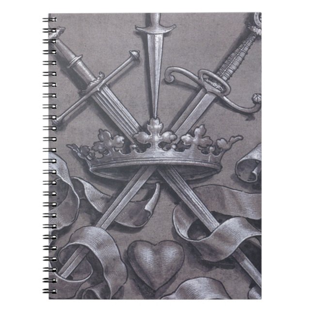 Caderno Espiral Espadas coroa e coração (Frente)