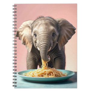 Caderno Espiral Espaguete de Comida de Elefante para Bebês