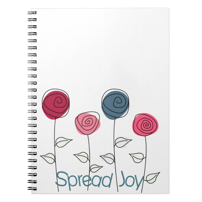 Caderno Espiral Espalhar as flores azuis cor-de-rosa (Frente)
