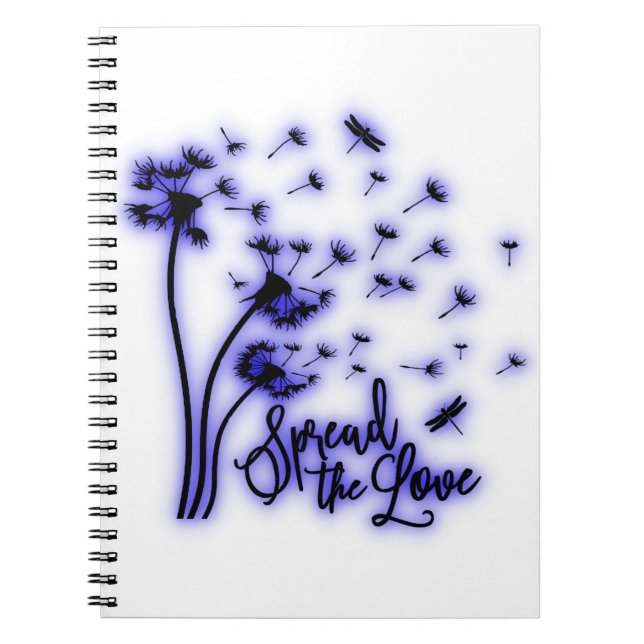 Caderno Espiral Espalhe o Amor Dandelions e Libélulas (Frente)