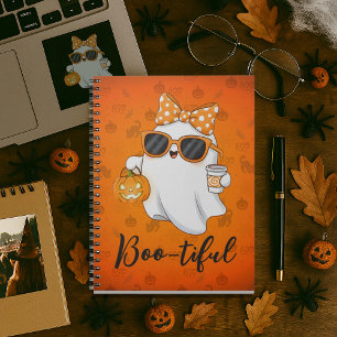 Caderno Espiral Especiaria Ghost Pumpkin do Halloween Bonita Perso