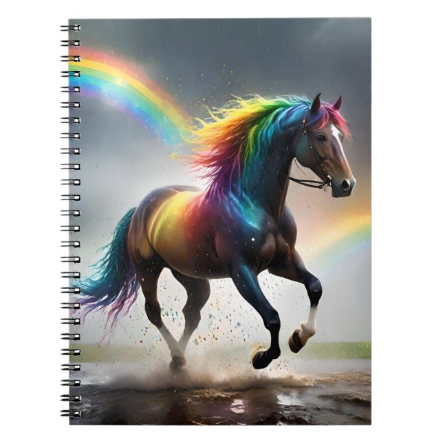 Caderno Espiral Espectro de Graça: Cavalo Arco-Íris Baixo do Arco- (Frente)