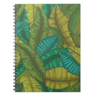Caderno Espiral Espelho sem costura com folhas de bananas / t