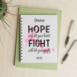 Caderno Espiral Esperança com todo o seu coração Cancer da mama