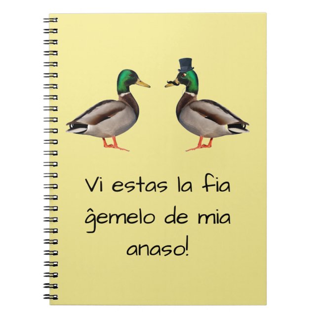 Caderno Espiral Esperanto: Anaso de la fiĝemelo de mia dos estas (Frente)