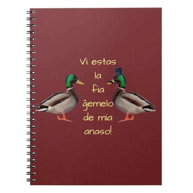 Caderno Espiral Esperanto: Anaso de la fiĝemelo de mia dos estas (Frente)