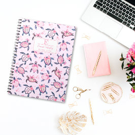 Caderno Espiral Espessura do Mar de Água Tartaruga Personalizada G