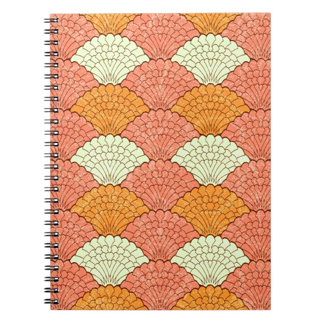 Caderno Espiral Espetáculo de Shell: Padrões do mar de Abstrato (Frente)