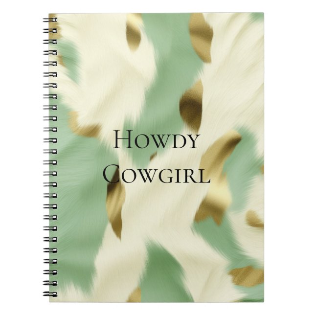 Caderno Espiral Espingarda branca Dourada verde-mint (Frente)