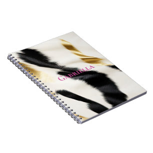 Caderno Espiral Espinho Dourado branco preto