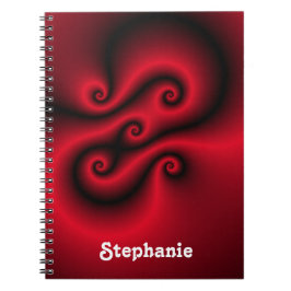 Caderno Espiral Espirais vermelhos com pretos