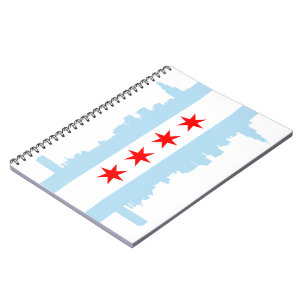 Caderno Espiral Espiral da skyline da bandeira de Chicago -