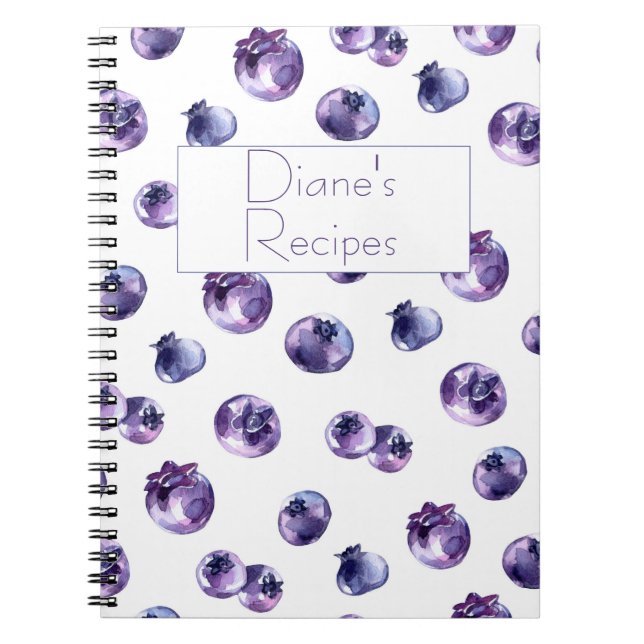 Caderno Espiral Espiral de Aquarelas de Blueberry (Frente)