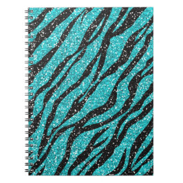 Caderno Espiral Espiral de Impressão de Zebra Negra Turquesa